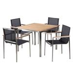 Table et chaises de jardin TEAKLINE 5D Teck massif / Textile - Noir