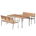 Set di tavolo e 2 panche TEAKLINE Legno massello di teak / Acciaio inox