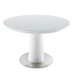 Table Abakan (avec rallonge) Verre / Acier inoxydable - Blanc mat / Acier inoxydable