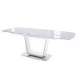 Table Abasa Verre / Acier inoxydable - Gris brillant / Acier inoxydable - Gris clair brillant