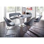 Table Abasa Verre / Acier inoxydable - Gris brillant / Acier inoxydable - Gris clair brillant