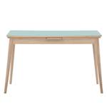 Table extensible Arvid Chêne partiellement massif - Gris menthe - Largeur : 122 cm - Chêne clair