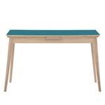 Table extensible Arvid Chêne partiellement massif - Bleu pétrole - Largeur : 122 cm - Chêne clair