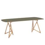 Table Koza Chêne massif / Linoléum - Vert olive / Chêne - 200 x 90 cm