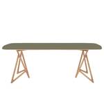 Table Koza Chêne massif / Linoléum - Vert olive / Chêne - 220 x 90 cm