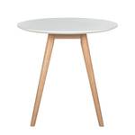 Eettafel LINDHOLM rond deels massief eikenhout - Wit - Diameter: 80 cm