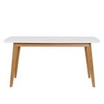 Table de salle à manger Nante Chêne partiellement massif - Blanc / Chêne - 160 x 90 cm
