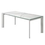 Table Retie I Marbre / Acier - Imitation marbre blanc - Largeur : 140 cm - Gris lumineux