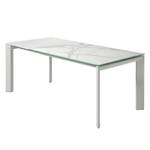 Eettafel Retie I marmeren/stal - Wit marmer - Breedte: 160 cm - Heldergrijs