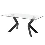 Table Sarinna Verre / Acier inoxydable - Verre clair / Noir - 150 x 90 cm