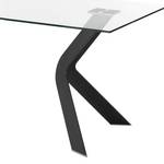 Eettafel Sarinna glas/roestvrij staal - Helder glas/zwart - 150x90cm