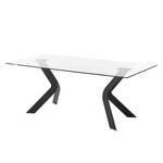 Table Sarinna Verre / Acier inoxydable - Verre clair / Noir - 200 x 100 cm