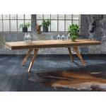 Table extensible Khan I Sheesham massif / Imitation cuir - Sheesham Schina