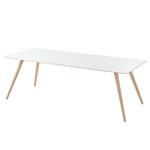 Table Stave II Partiellement en bois massif - Blanc / Chêne clair - Largeur : 170 cm - Chêne clair