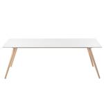 Table Stave II Partiellement en bois massif - Blanc / Chêne clair - 225 x 95 cm - Blanc / Chêne clair - Largeur : 225 cm - Chêne clair
