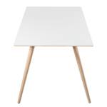 Table Stave II Partiellement en bois massif - Blanc / Chêne clair - Largeur : 170 cm - Chêne clair