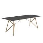 Table Tigg Chêne massif / Linoléum - Anthracite / Chêne - 160 x 90 cm