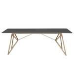 Table Tigg Chêne massif / Linoléum - Anthracite / Chêne - 160 x 90 cm