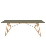 Table Tigg Chêne massif / Linoléum - Vert olive / Chêne - 180 x 90 cm