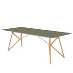 Table Tigg Chêne massif / Linoléum - Vert olive / Chêne - 160 x 90 cm