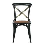 Eetkamerstoelen Amelia (2-delige set) massief eikenhout/staal/rotan - Zwart