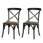 Chaises Amelia (lot de 2) Chêne massif / Acier Rotin - Noir - Noir