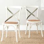 Chaises Amelia (lot de 2) Chêne massif / Acier Rotin - Noir - Blanc