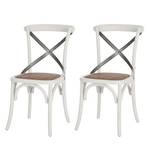 Chaises Amelia (lot de 2) Chêne massif / Acier Rotin - Noir - Blanc