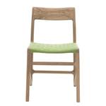 Chaises Fleek Coton / Chêne massif - Blanc - Vert - Lot de 2 - Sans accoudoirs