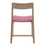 Chaises Fleek Coton / Chêne massif - Blanc - Rose foncé - Lot de 2 - Sans accoudoirs