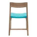 Chaises Fleek Coton / Chêne massif - Blanc - Turquoise - Lot de 2 - Sans accoudoirs