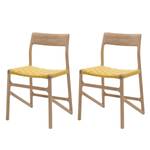 Chaises Fleek Coton / Chêne massif - Blanc - Jaune - Lot de 2 - Sans accoudoirs