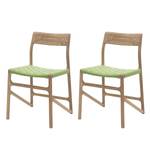 Chaises Fleek Coton / Chêne massif - Blanc - Vert - Lot de 2 - Sans accoudoirs