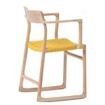 Chaises Fleek Étoffe de coton / Chêne massif - Jaune - 1 chaise - Avec accoudoirs