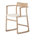 Chaises Fleek Étoffe de coton / Chêne massif - Blanc - 1 chaise - Avec accoudoirs
