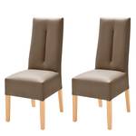 Chaises rembourrées Funny (lot de 2) Imitation cuir cappuccino / Hêtre naturel