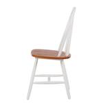 Chaise Hermia Hévéa partiellement massif - Miel / Blanc - 1 chaise - Lot de 2 - Miel / Blanc