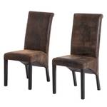 Chaises Jörn (lot de 2) Cuir synthétique marron vieilli / Hêtre marron foncé