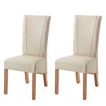 Chaises Karlsborg I (lot de 2) Cuir synthétique beige / Chêne - Beige - Hêtre clair