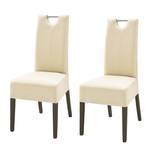 Chaises Lenya (lot de 2) Imitation cuir beige / Hêtre marron foncé