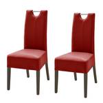 Chaises Lenya (lot de 2) Cuir synthétique rouge foncé / Hêtre marron foncé