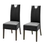 Chaises Lenya (lot de 2) Cuir synthétique noir / Hêtre marron foncé