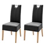 Chaises Lenya (lot de 2) Imitation cuir noir / Hêtre naturel