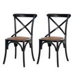 Chaises Madison (lot de 2) Chêne massif / Rotin - Marron - Noir