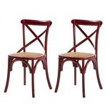 Sedia da sala pranzo Mattutina Set 2 Legno massello di olmo/Rattan - Rosso Vinaccia