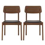 Eetkamerstoelen Oreana (set van 2) echt leer - Walnoothoutkleurig/zwart