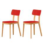 Chaises Porta Venezia (lot de 2) Hêtre / Rouge