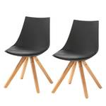 Eetkamerstoelen Privas ( 4-delige set) kunststof - Zwart/beukenhoutkleurig