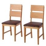 Chaises TelferWOOD II (lot de 2) Imitation cuir - Marron / Hêtre