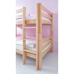 Letto per bambini Beni Legno massello di faggio - Laccato al naturale/Tessuto verde-arancione - Con scivolo, scaffale, tunnel e taschino